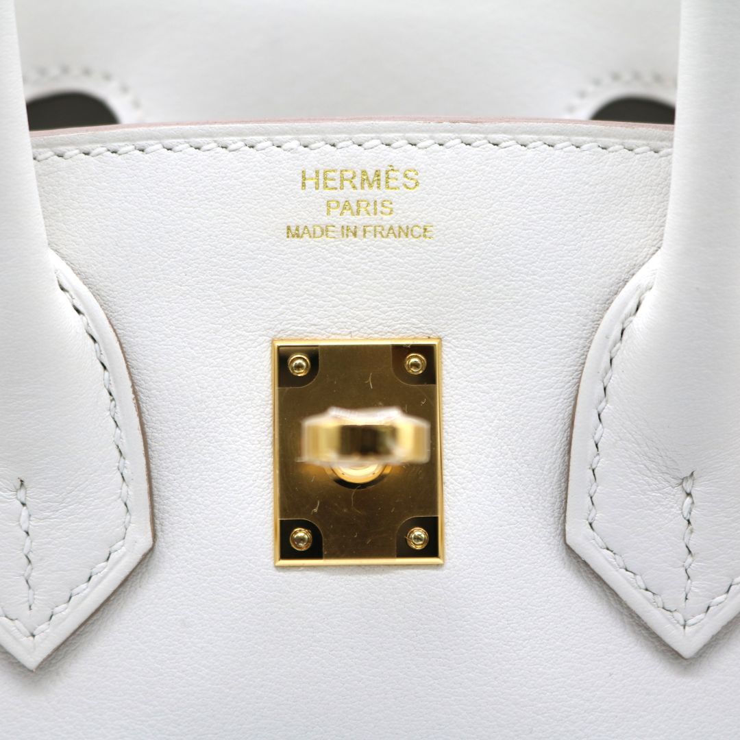 HERMES【エルメス】<br>バーキン25<br>ヴォースイフト<br>ニューホワイト/ゴールド金具【NEW】