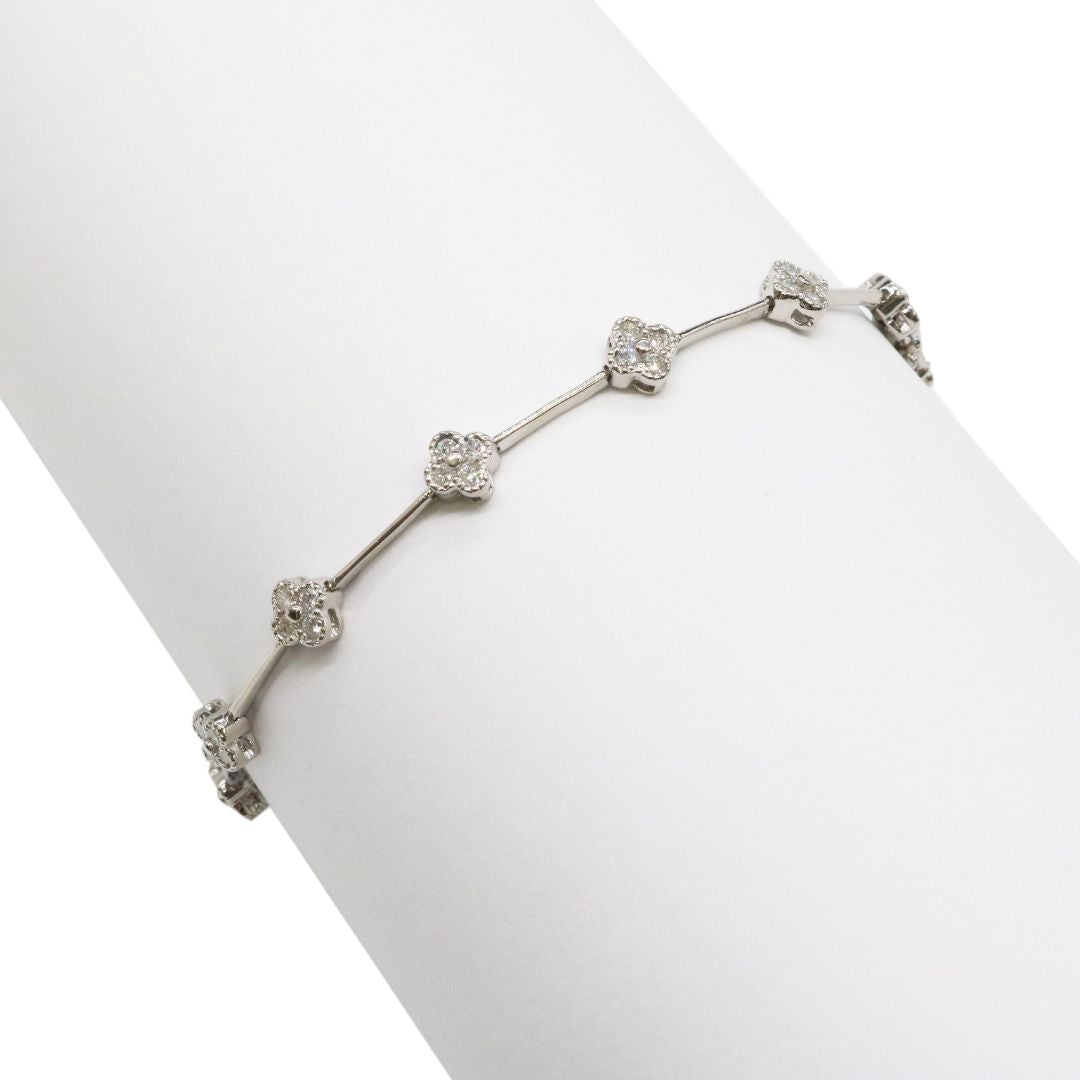 ORIGINAL JEWELRY<br>【オリジナルジュエリー】<br>Pt850 D1.00ct<br>ダイヤモンド フラワーブレスレット<br>【NEW】