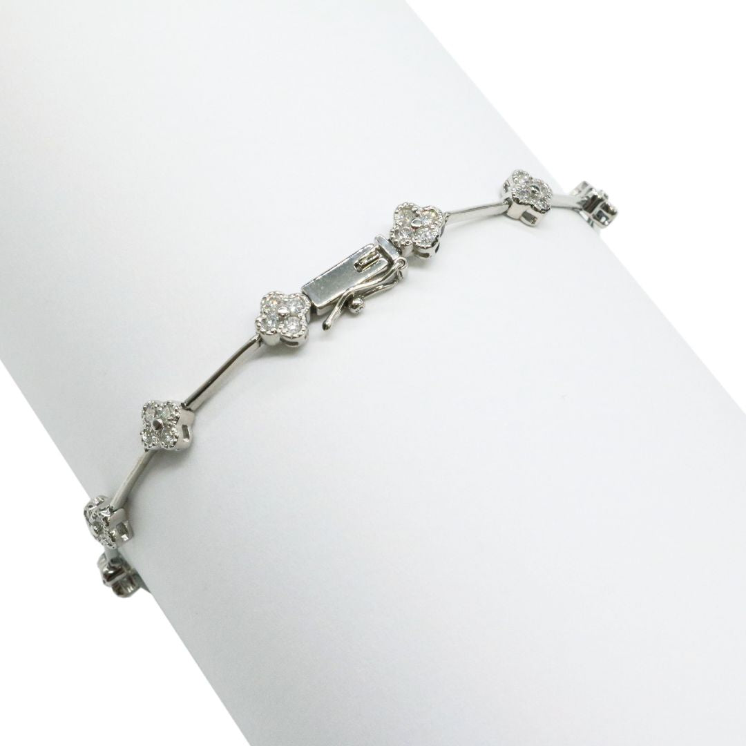 ORIGINAL JEWELRY<br>【オリジナルジュエリー】<br>Pt850 D1.00ct<br>ダイヤモンド フラワーブレスレット<br>【NEW】