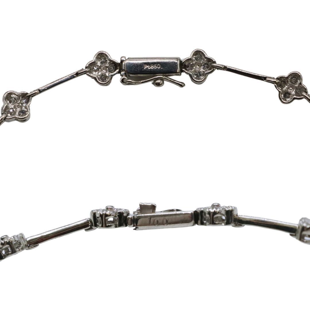 ORIGINAL JEWELRY<br>【オリジナルジュエリー】<br>Pt850 D1.00ct<br>ダイヤモンド フラワーブレスレット<br>【NEW】