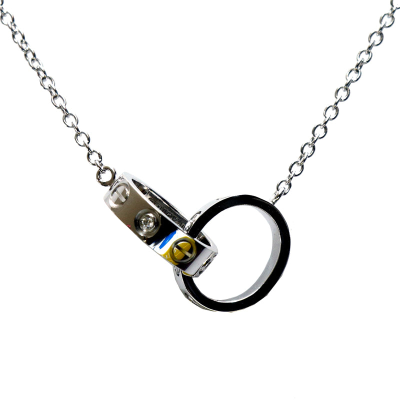 K18WG/D0.004ct<BR>LOVE ネックレス<BR>【未使用品】