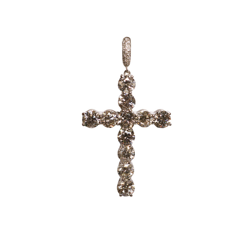 Pt900 D8.06ct<BR>クロス ダイヤモンド<BR>ペンダントトップ<BR>【USED】