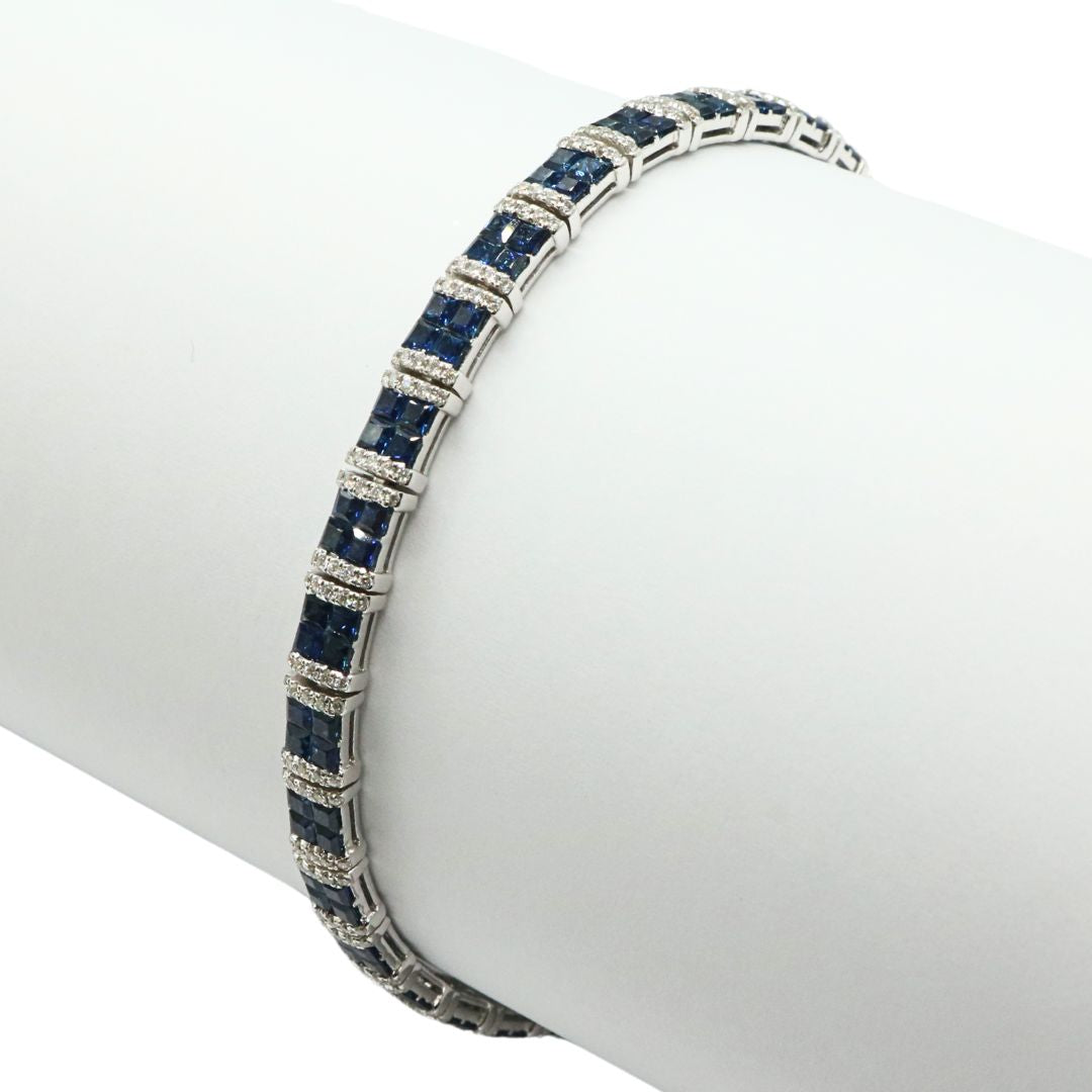 K18WG D1.00ct/S6.44<BR>サファイアダイヤモンド<BR>テニスブレスレット<BR>【NEW】