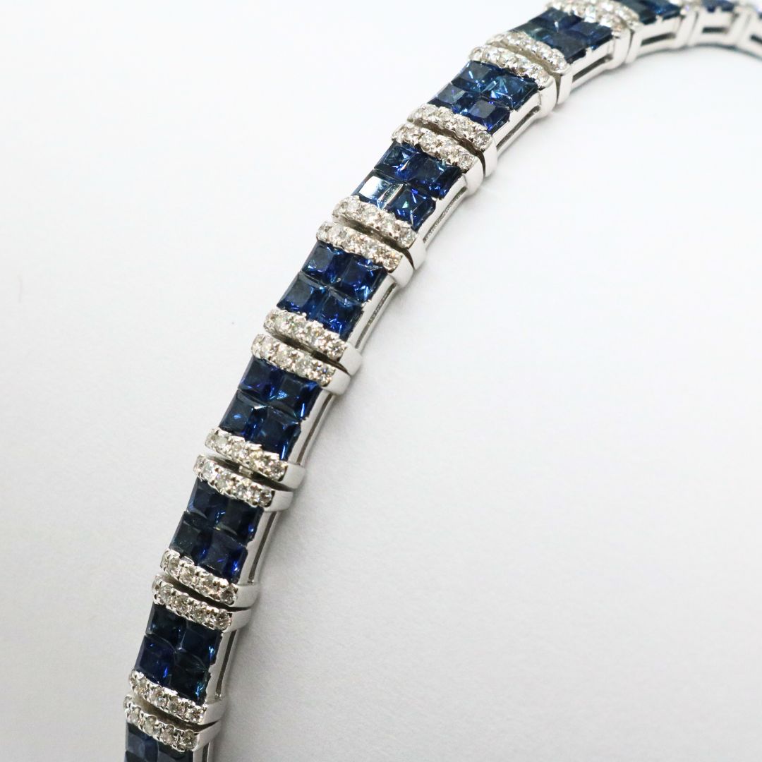 K18WG D1.00ct/S6.44<BR>サファイアダイヤモンド<BR>テニスブレスレット<BR>【NEW】