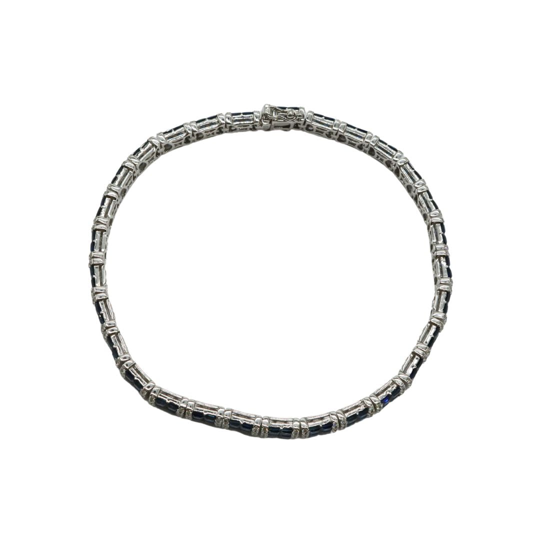 K18WG D1.00ct/S6.44<BR>サファイアダイヤモンド<BR>テニスブレスレット<BR>【NEW】