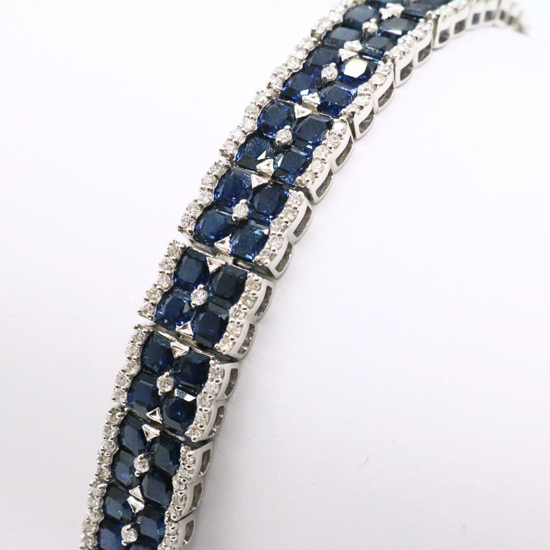 ORIGINAL JEWELRY<br>【オリジナルジュエリー】<br>K18WG D1.85ct/SF17.72ct<BR>サファイアダイヤモンド<BR>テニスブレスレット<BR>【NEW】
