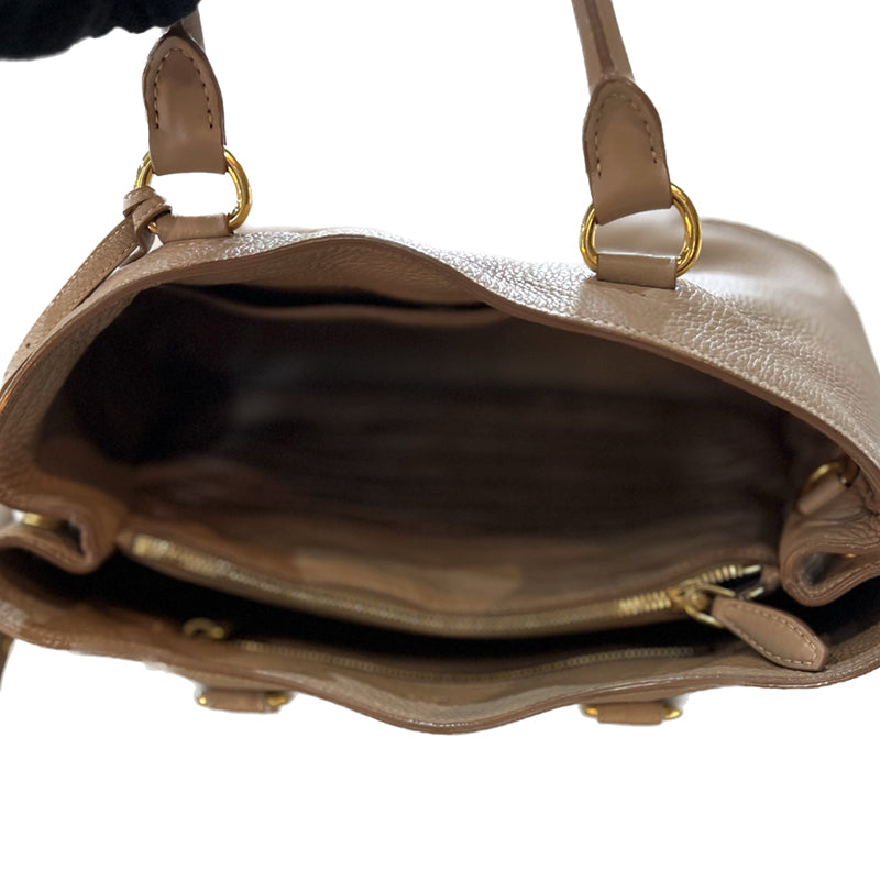 プラダ ロゴ トート 2WAYバッグ レザー ベージュ