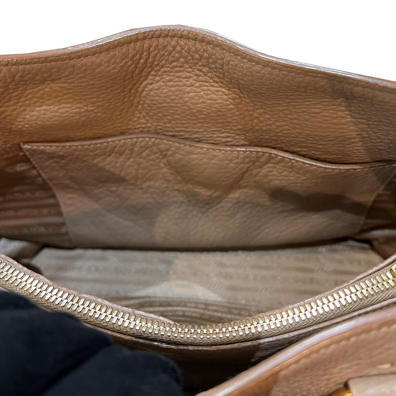 プラダ ロゴ トート 2WAYバッグ レザー ベージュ