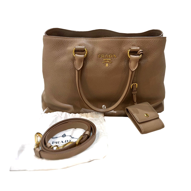 プラダ ロゴ トート 2WAYバッグ レザー ベージュ