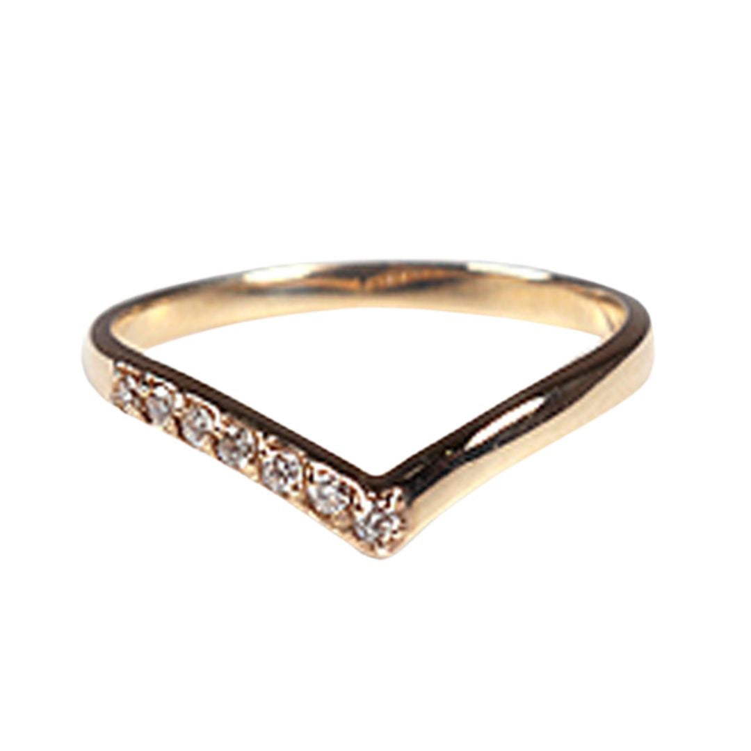 ORIGINAL JEWELRY<br>【オリジナルジュエリー】<br>K10YG/D0.07ct<BR>ダイヤモンド<BR>V字リング<BR>【未使用品】