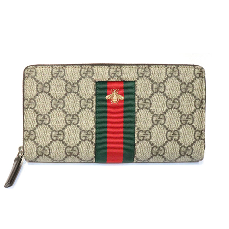 GUCCI グッチ GGスプリーム BEEラウンドファスナー 長財布 408831【未 