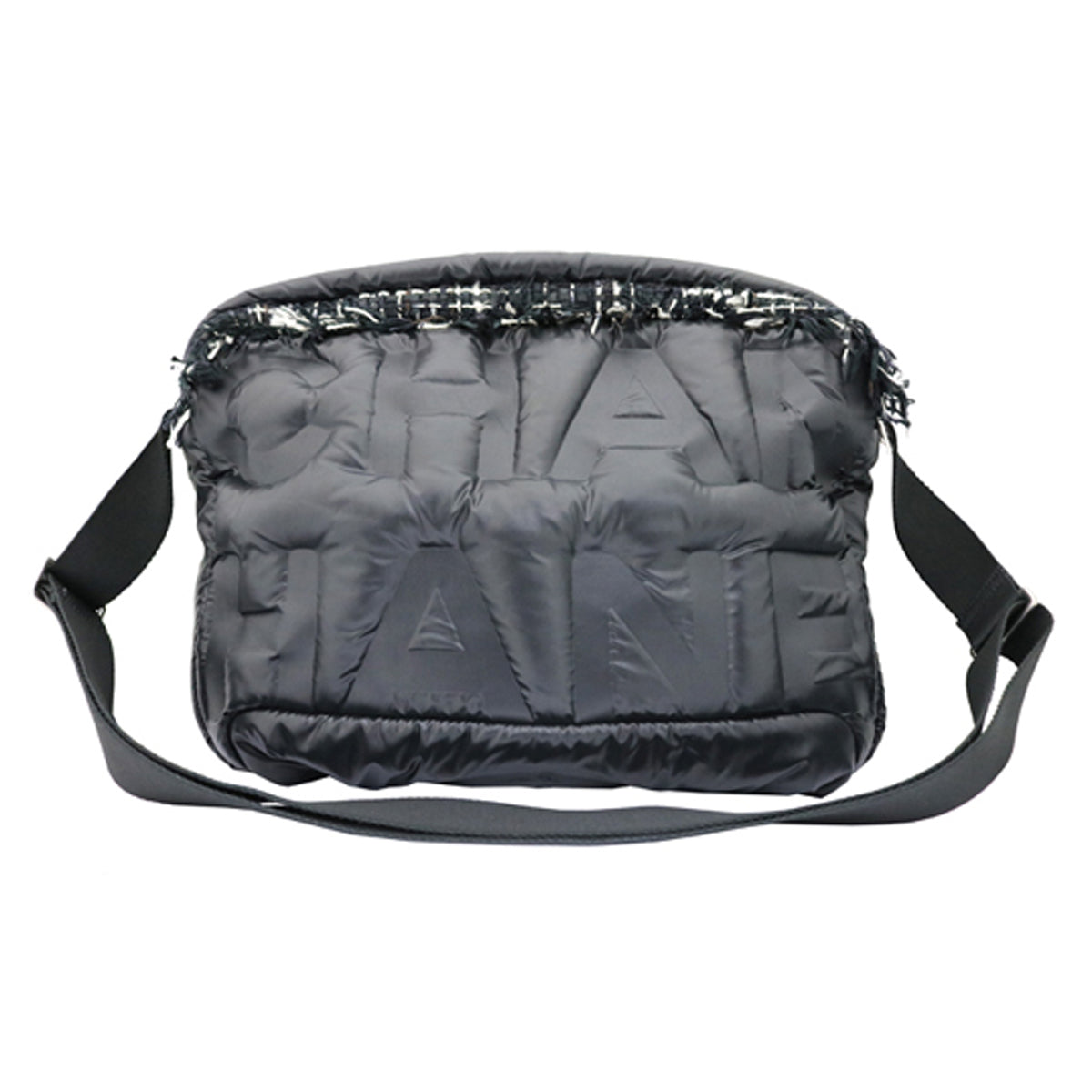 メッセンジャーバッグ<BR>ナイロン×ツイード <br>ブラック<br>【未使用品】