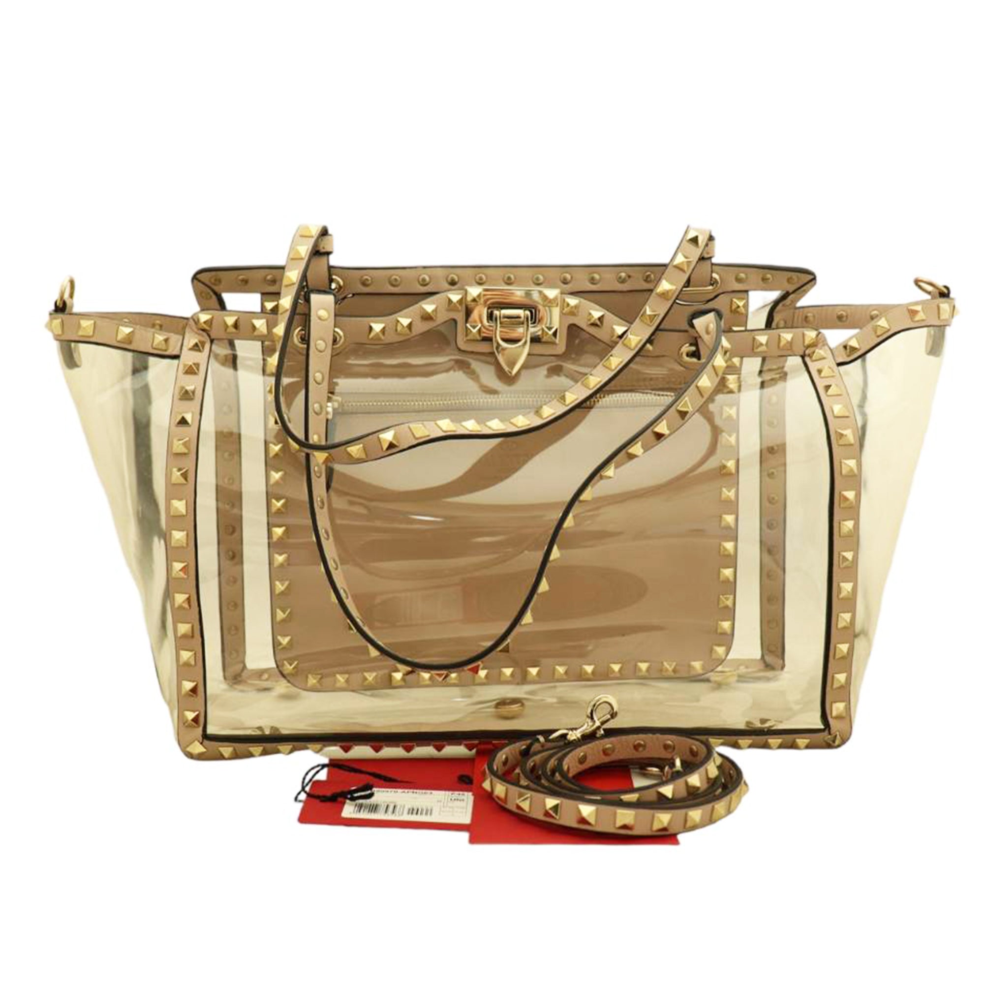 ロックスタッズ トートバッグ<br>レザー/ビニール<br>パープル×クリア<br>【USED】