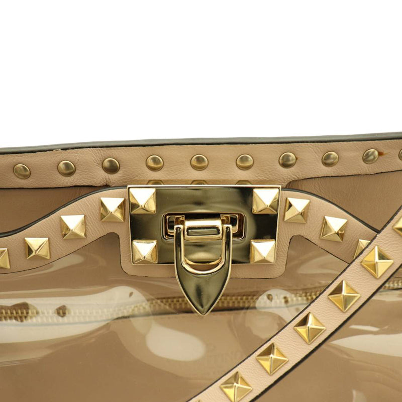 ロックスタッズ トートバッグ<br>レザー/ビニール<br>パープル×クリア<br>【USED】