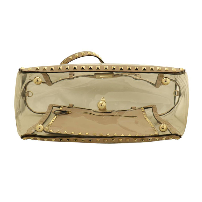 ロックスタッズ トートバッグ<br>レザー/ビニール<br>パープル×クリア<br>【USED】