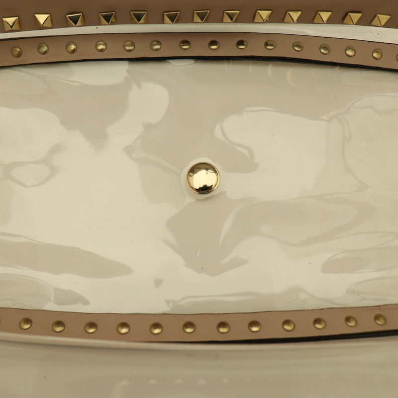 ロックスタッズ トートバッグ<br>レザー/ビニール<br>パープル×クリア<br>【USED】