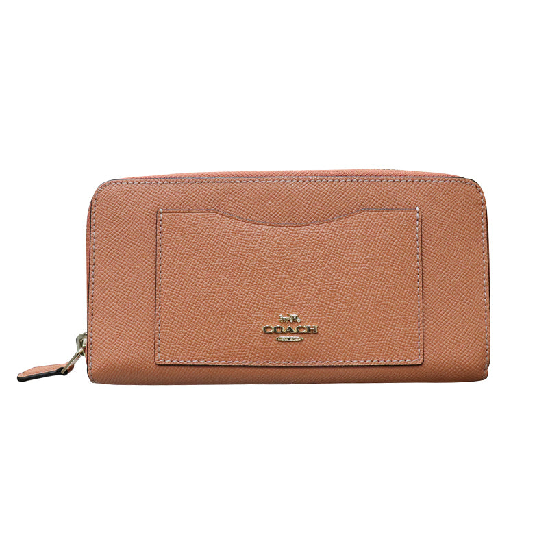CRSGR LTH ACC ZIP<BR>ライトコーラル<br>レザー 長財布<br>F54007<BR>【未使用品】