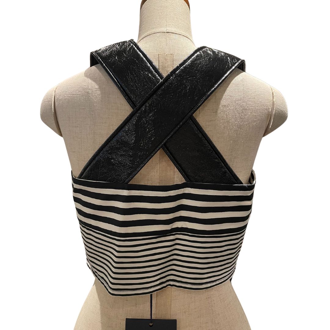 ミックスストライプ<br>クロップトップ<br>ブラック/ホワイト<br>RW232W 222 FPBL24<br>【未使用品】