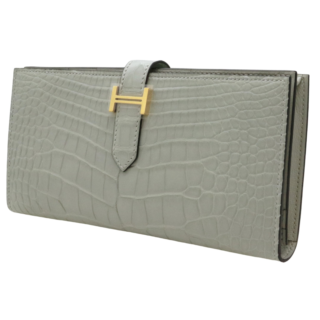 ベアンスフレ <br>アリゲーターマット<br>グリネヴェ/ゴールド金具<br>【未使用品】