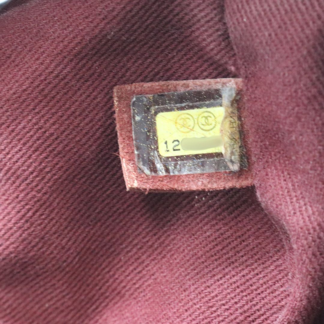 デカココマーク ショルダーバッグ<br>レザー<br>ボルドー/シルバー金具<br>【USED】