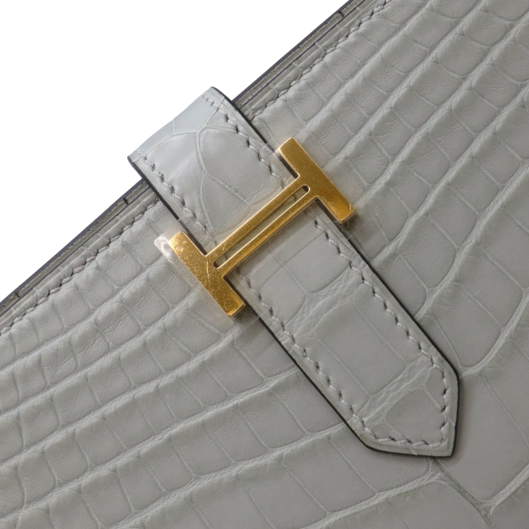 ベアンスフレ <br>アリゲーターマット<br>グリネヴェ/ゴールド金具<br>【未使用品】