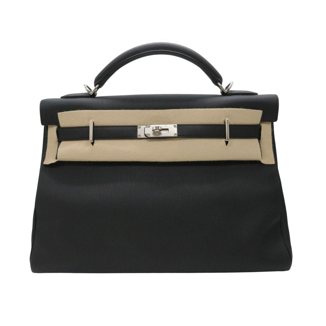 HERMES エルメス　42 ブラック　保存袋付き HERMES【エルメス】ケリー42 マキシ トゴ ブラック/シルバー金具 【USED】