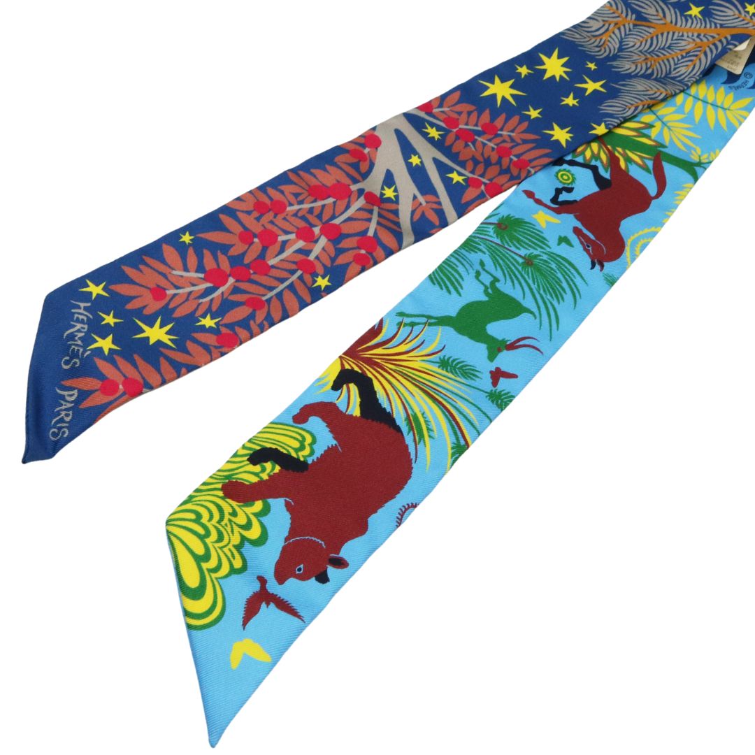 ツイリー<br>オルフェウスの魅力に誘われて<br>シルク100%<br>マリン/ブルーアズール<br>【未使用品】