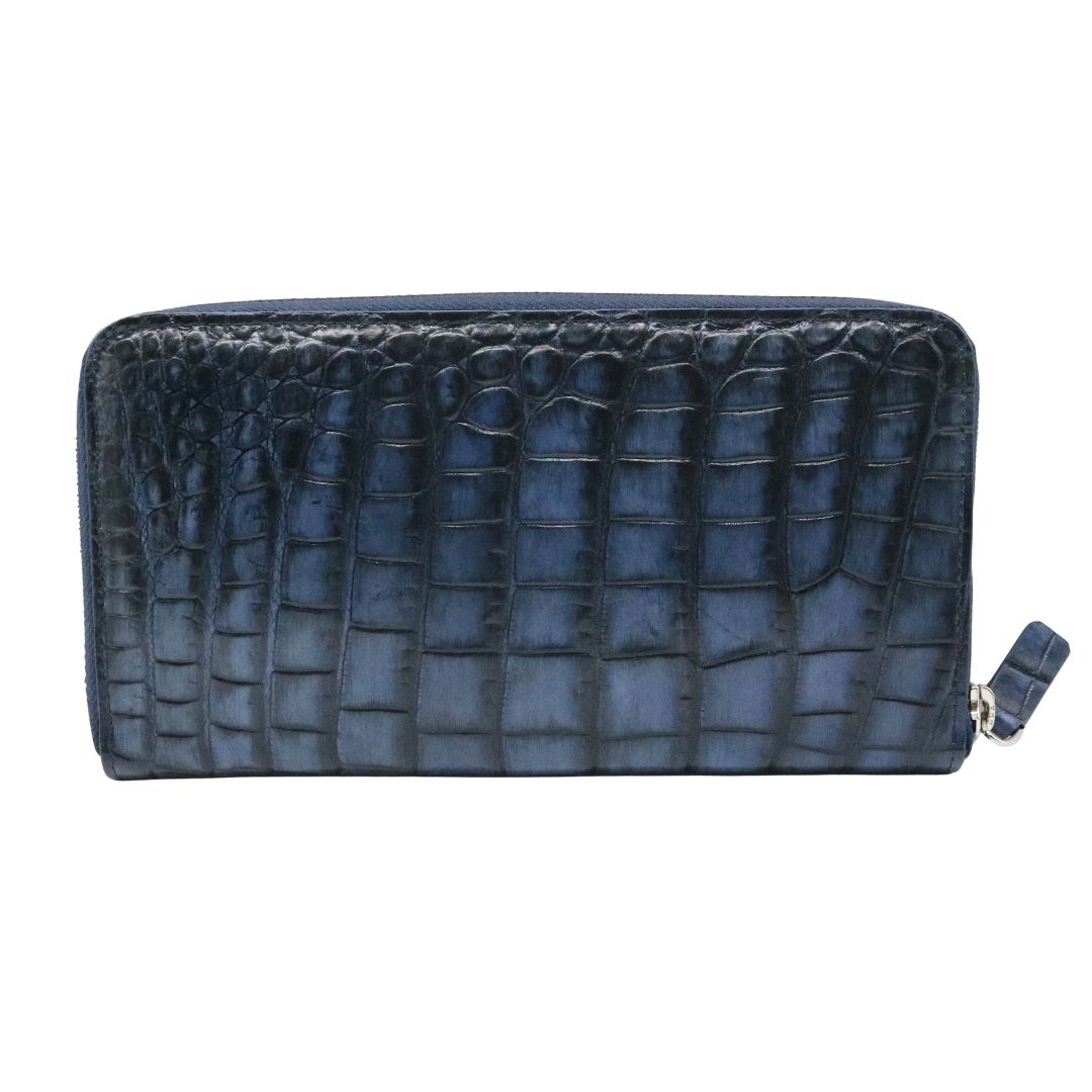 オリジナル<br>クロコダイル ロングウォレット<br>マットバニラブルー/シルバー金具<br>【NEW】
