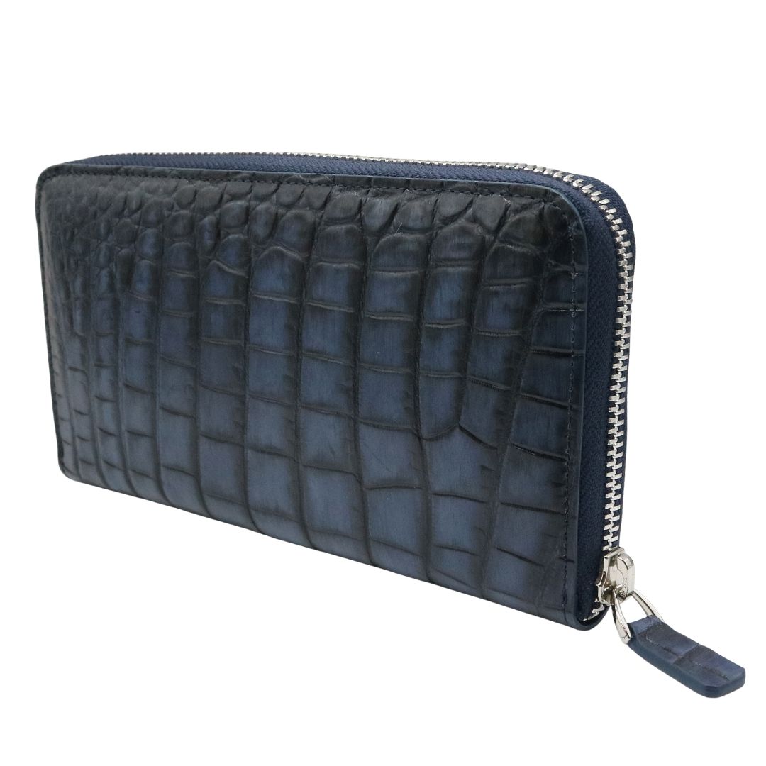 オリジナル<br>クロコダイル ロングウォレット<br>マットバニラブルー/シルバー金具<br>【NEW】