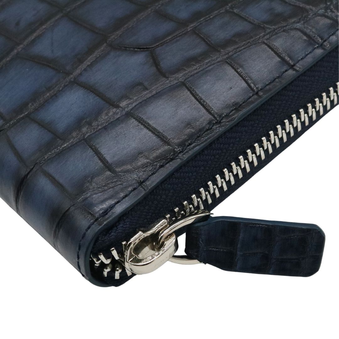 オリジナル<br>クロコダイル ロングウォレット<br>マットバニラブルー/シルバー金具<br>【NEW】