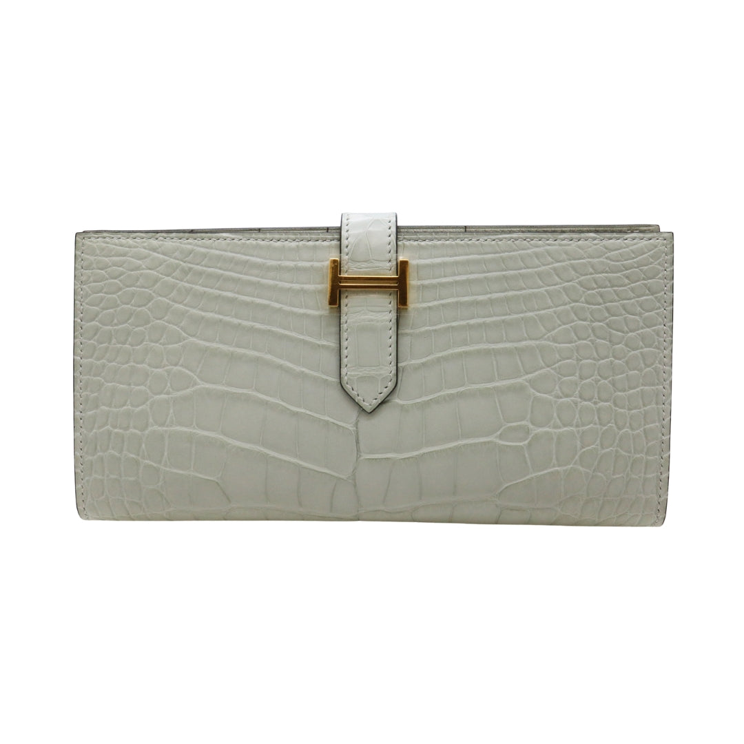 ベアンスフレ <br>アリゲーターマット<br>グリネヴェ/ゴールド金具<br>【未使用品】