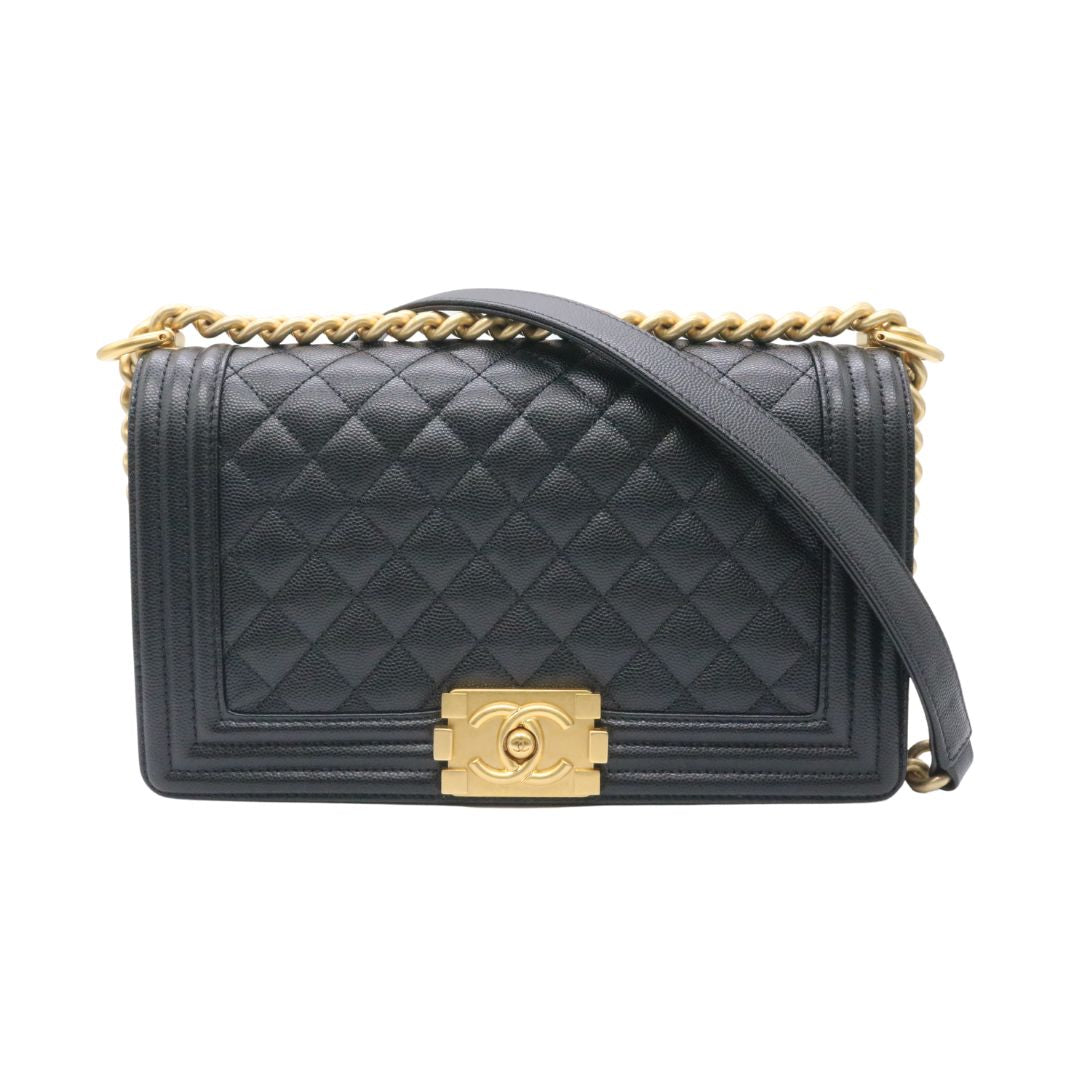 ボーイシャネル<br>チェーンショルダーバッグ<br>A67086<br>キャビアスキン<br>ブラック【USED】