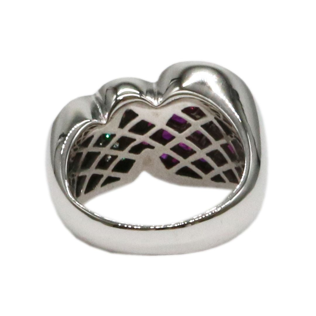 K18WG D0.33ct/R3.66ct<br>ダイヤ ミステリールビー<br>ハートリング<br>【USED】
