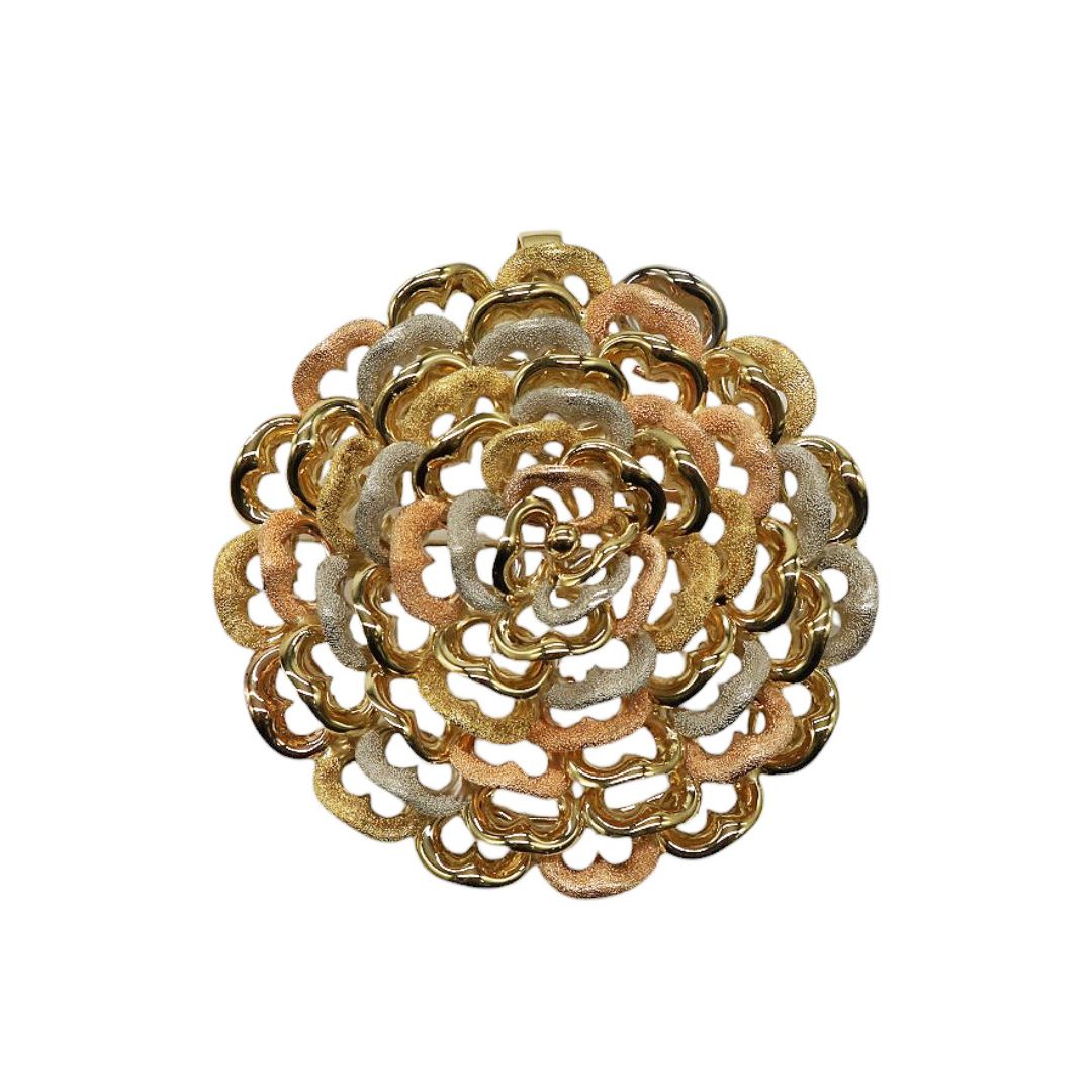 K18YG/PG/WG<br>3ゴールド 花柄ブローチ<br>【未使用品】