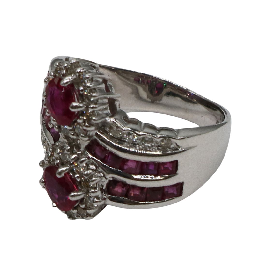 K18WG/D0.45ct/R1.03ct<br>ダイヤモンド ルビーリング<br>【未使用品】