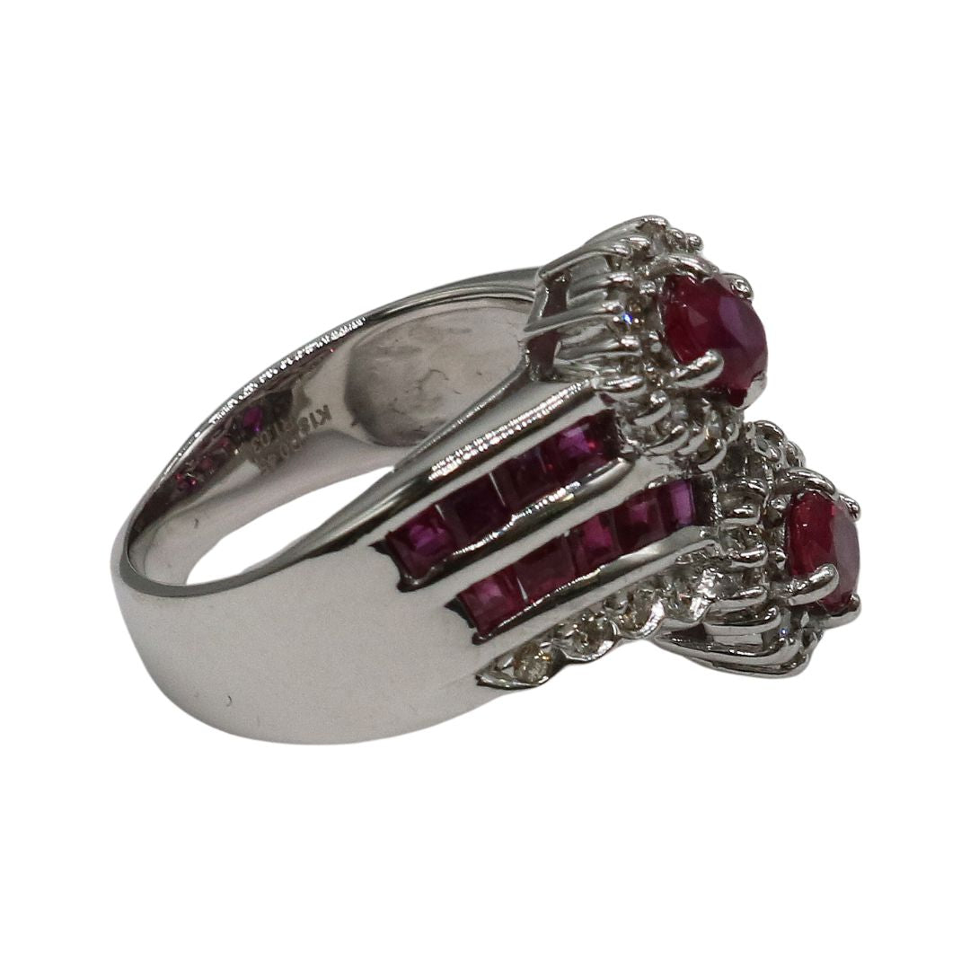 K18WG/D0.45ct/R1.03ct<br>ダイヤモンド ルビーリング<br>【未使用品】