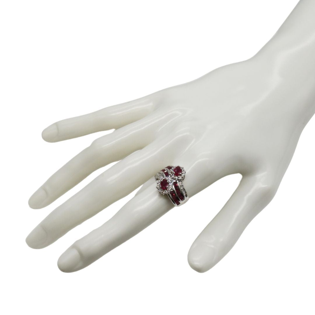K18WG/D0.45ct/R1.03ct<br>ダイヤモンド ルビーリング<br>【未使用品】