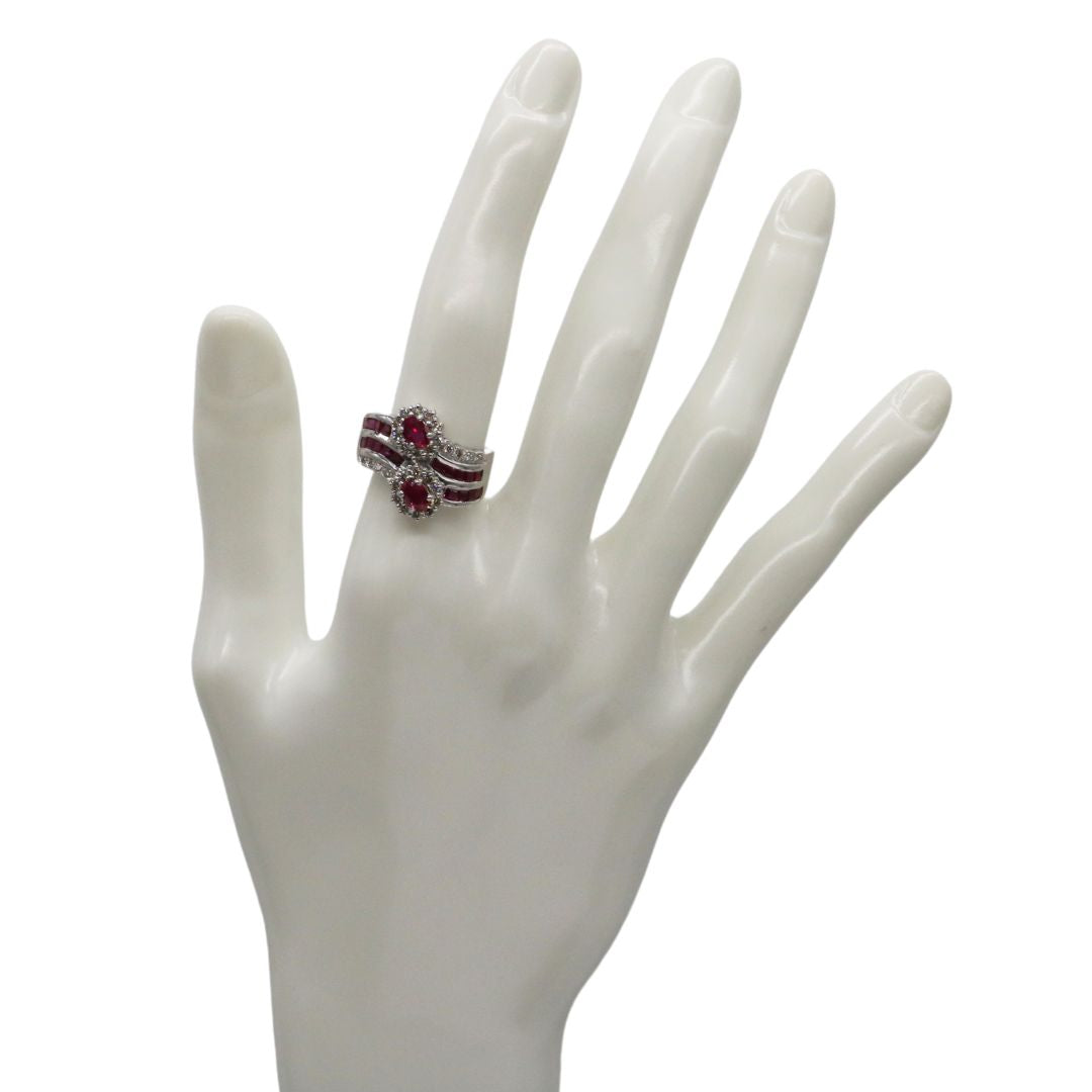 K18WG/D0.45ct/R1.03ct<br>ダイヤモンド ルビーリング<br>【未使用品】
