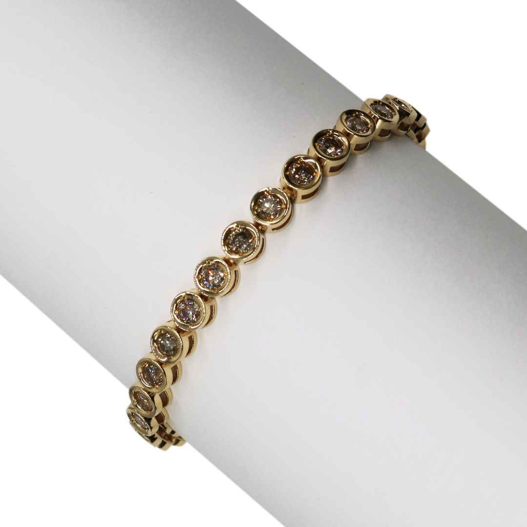 K18YG/D5.0ct<br>ダイヤモンド ラウンド<br>テニスブレスレット<br>【未使用品】