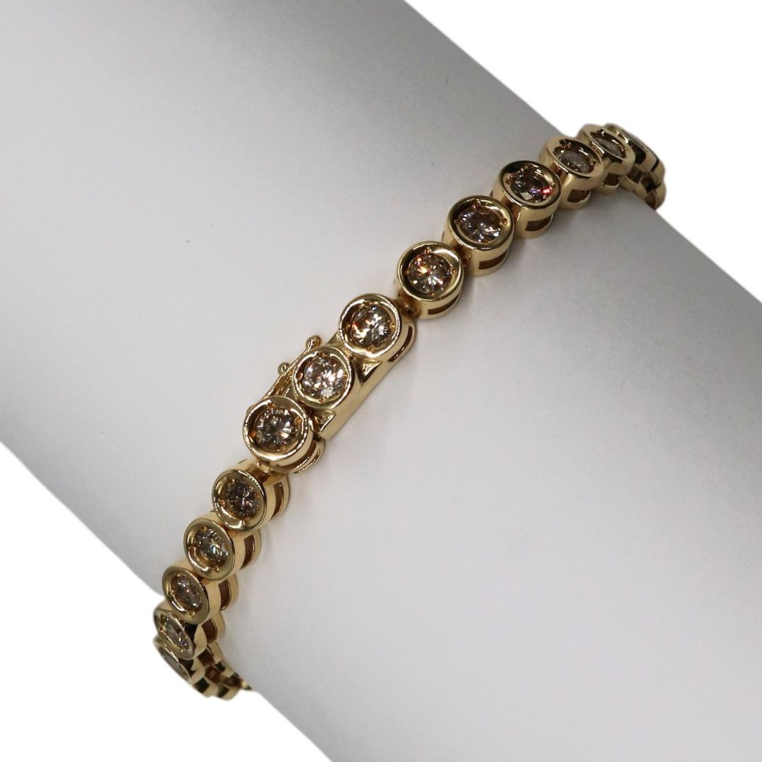 K18YG/D5.0ct<br>ダイヤモンド ラウンド<br>テニスブレスレット<br>【未使用品】