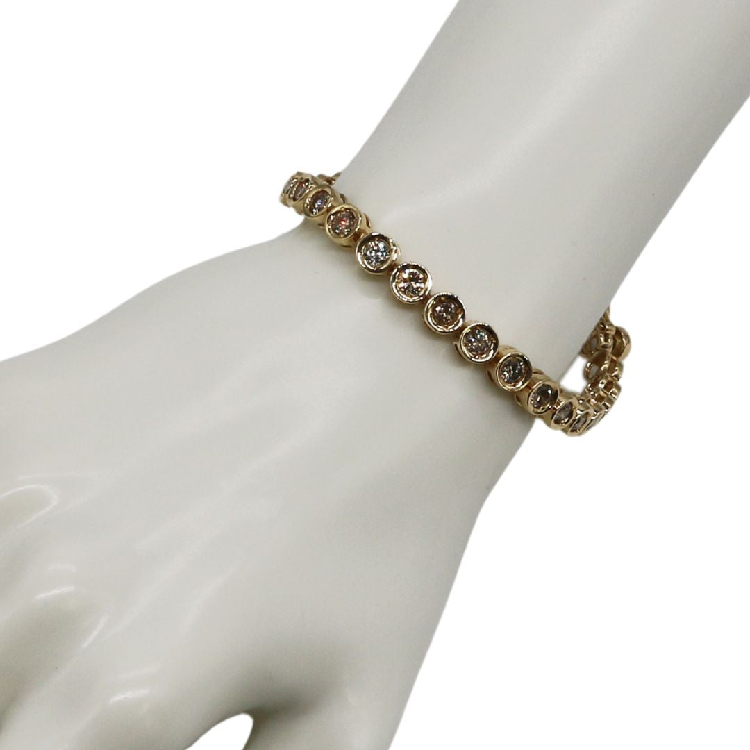 K18YG/D5.0ct<br>ダイヤモンド ラウンド<br>テニスブレスレット<br>【未使用品】