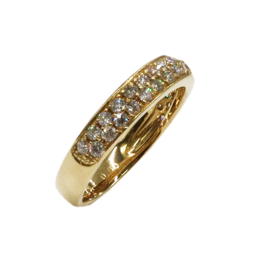 K18YG/D0.60ct<br>一文字ダイヤリング<br>【未使用品】