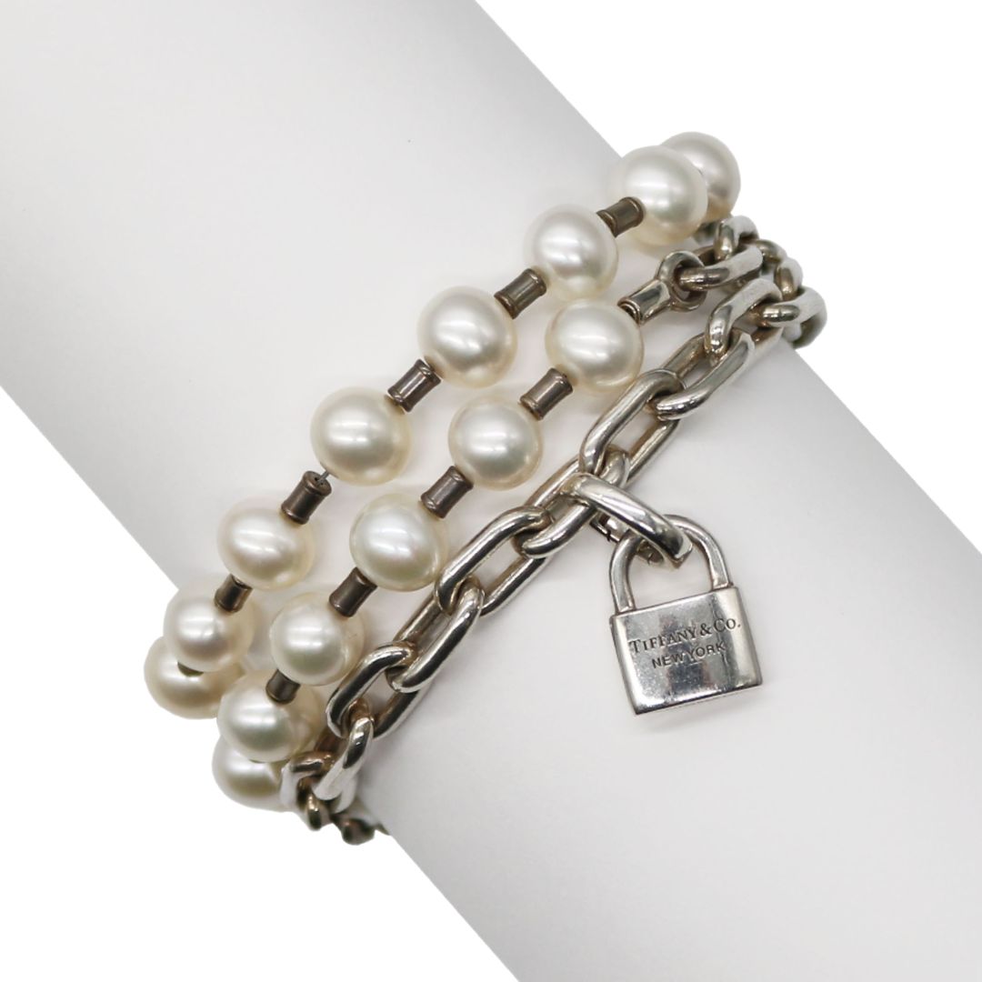 Tiffany&Co.【ティファニー】<br>ハードウェア パールロック ブレスレット<br>シルバー925<br>67063422<br>【USED】