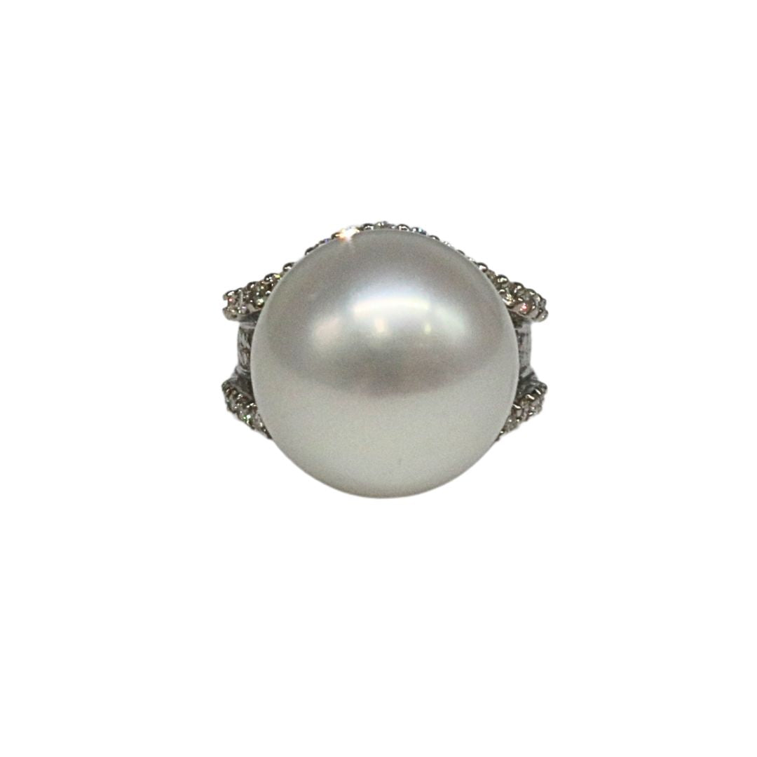 Pt900/D0.93ct/パール16mm<br>南洋パールダイヤリング<br>【未使用品】