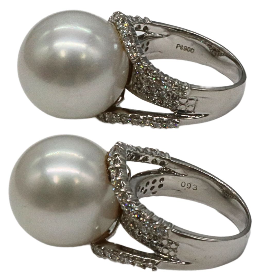 Pt900/D0.93ct/パール16mm<br>南洋パールダイヤリング<br>【未使用品】