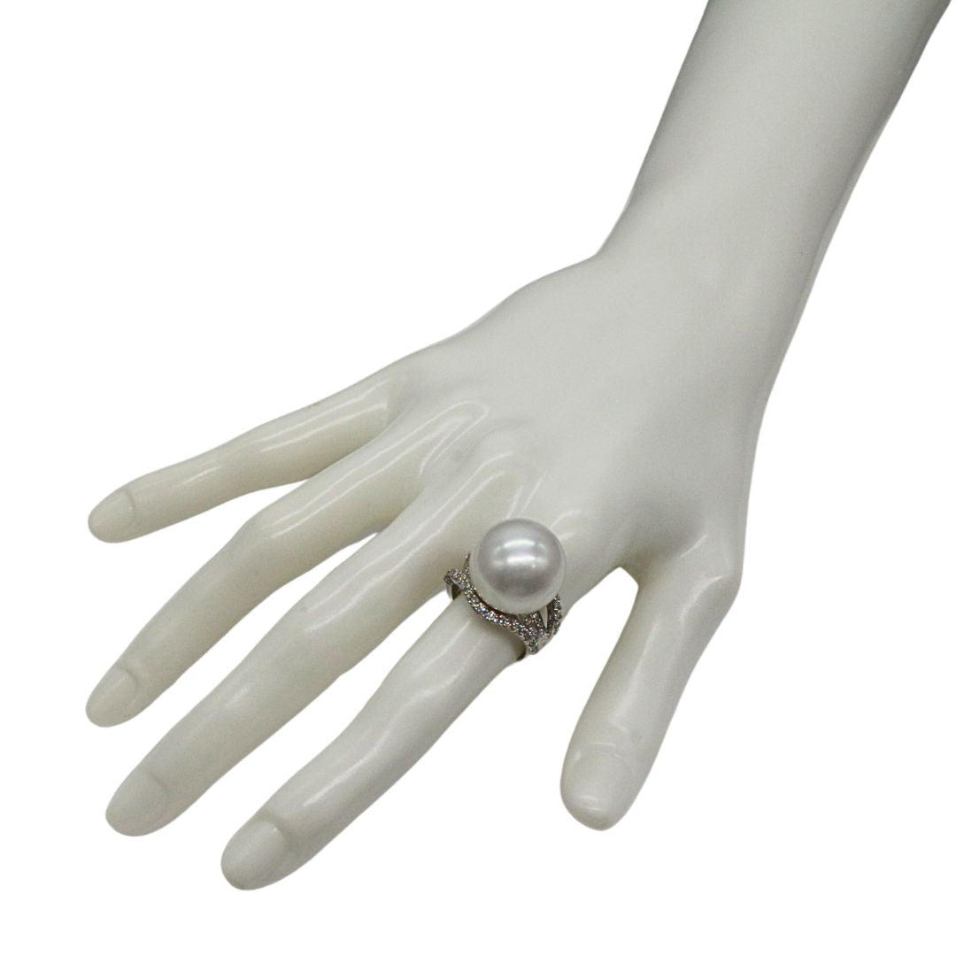 Pt900/D0.93ct/パール16mm<br>南洋パールダイヤリング<br>【未使用品】