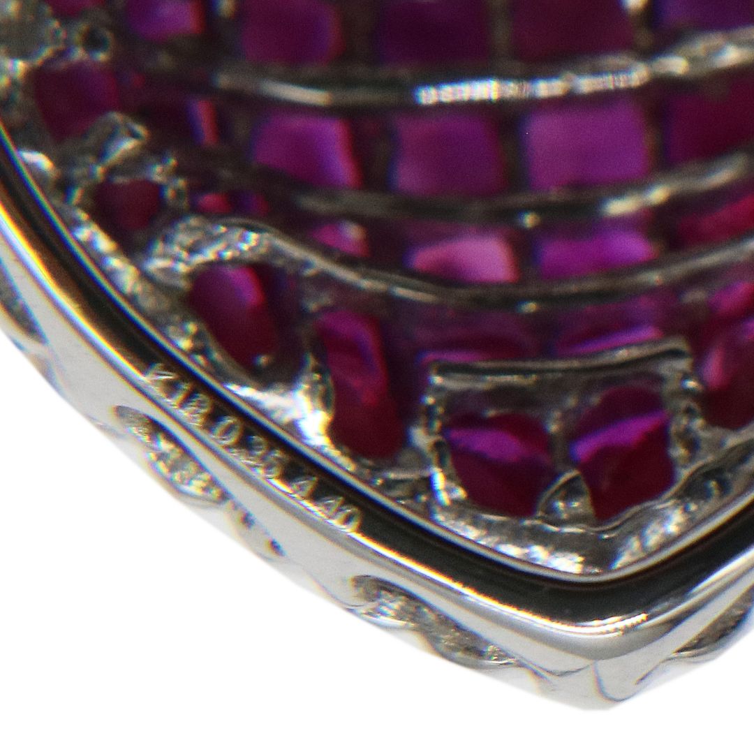 K18WG D0.35ct/R4.40ct<br>ダイヤモンド<br>ミステリールビー<br>ハートペンダントトップ<br>【未使用品】