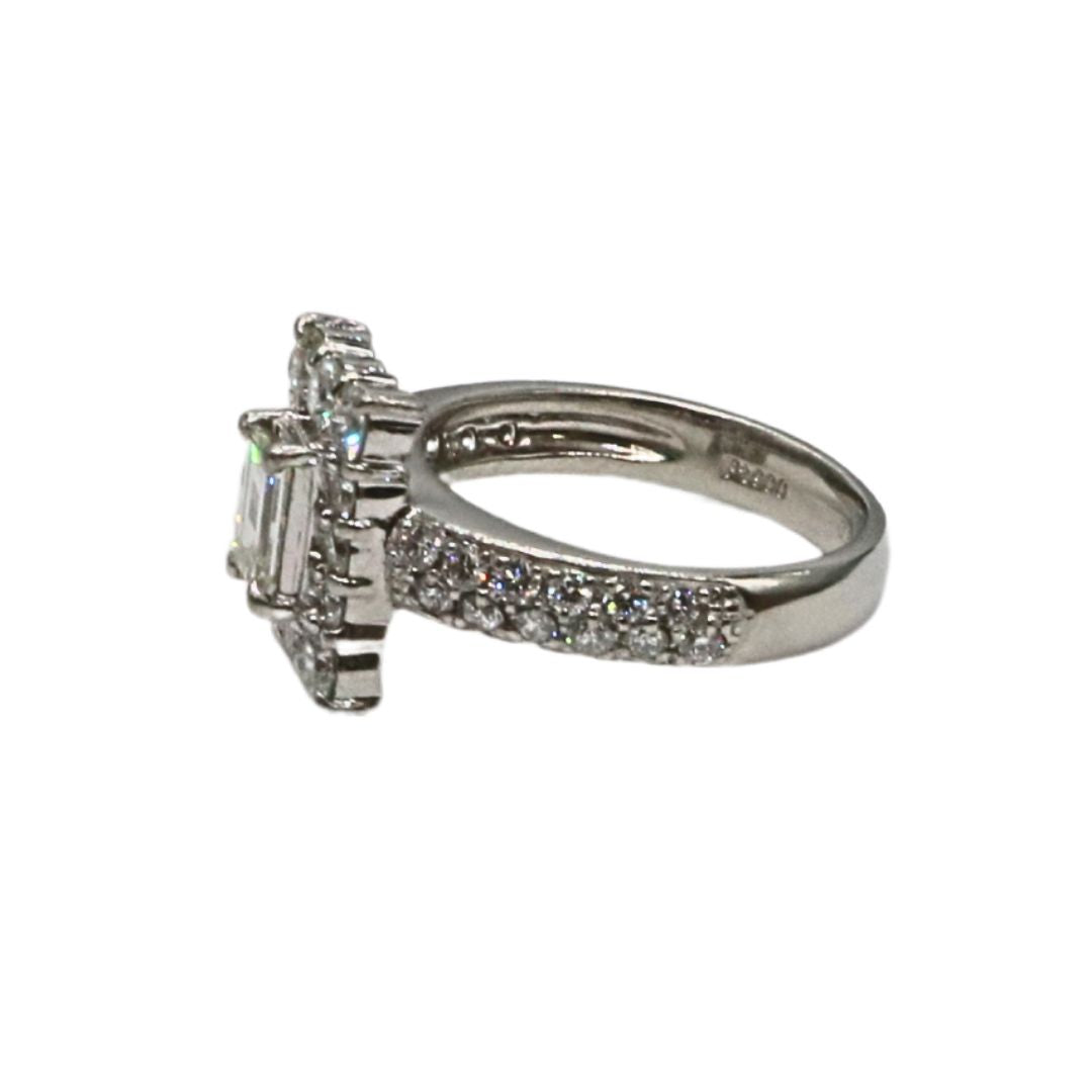 PT900 D1.10ct/D0.50ct<br>エメラルドカット ダイヤリング<br>【未使用品】