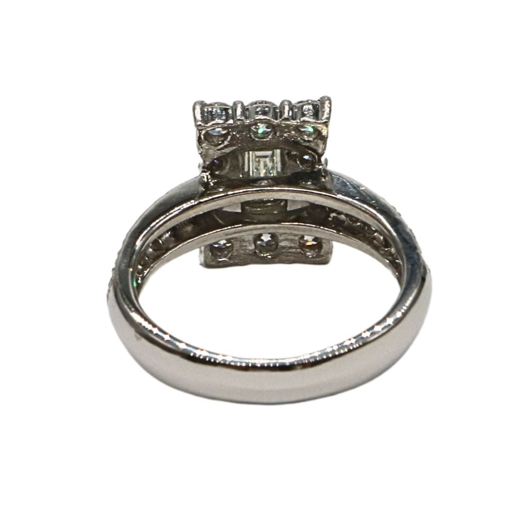 PT900 D1.10ct/D0.50ct<br>エメラルドカット ダイヤリング<br>【未使用品】