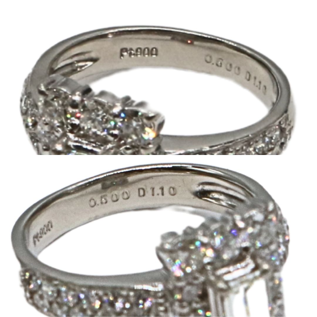 PT900 D1.10ct/D0.50ct<br>エメラルドカット ダイヤリング<br>【未使用品】